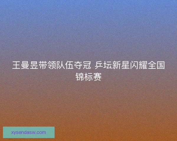 王曼昱带领队伍夺冠 乒坛新星闪耀全国锦标赛